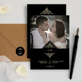 Invitation Black Golden Chic Lace Romantic Couple Wedding