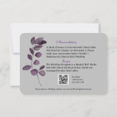 Invitation Black Goth Crimson Rose Détails du Mariage (Dos)