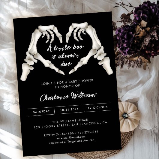Invitation Black Gothique Amour Halloween Baby shower Invitat