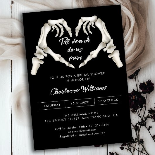 Invitation Black Gothique Love Halloween Fête des mariées