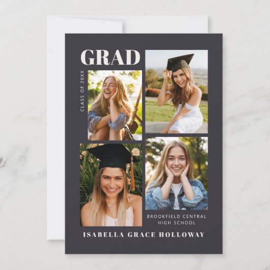 Invitation Black Grad Announcement With Photos (Devant)