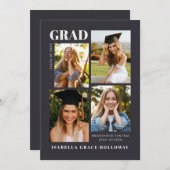 Invitation Black Grad Announcement With Photos (Devant / Derrière)
