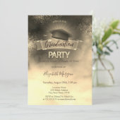 Invitation Black Grad Casquette Aquarelle Gold Graduation Par (Debout devant)