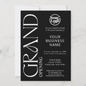 Invitation Black Grand Ouverture Business Logo Moderne (Devant)