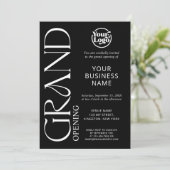 Invitation Black Grand Ouverture Business Logo Moderne (Debout devant)