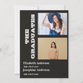 Invitation Black Gray joint Celebration Graduation 2 photos (Dos)