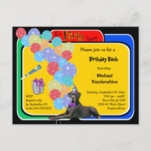Invitation Black Great Dane Birthday Barthday