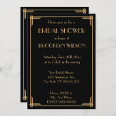 Invitation Black Great Gatsby Art Déco Fêtes des mariées Invi (Devant / Derrière)