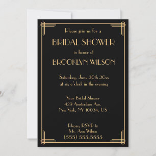Invitation Black Great Gatsby Art Déco Fêtes des mariées Invi