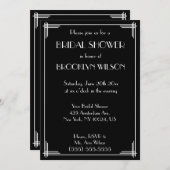 Invitation Black Great Gatsby Art Déco Fêtes des mariées Invi (Devant / Derrière)