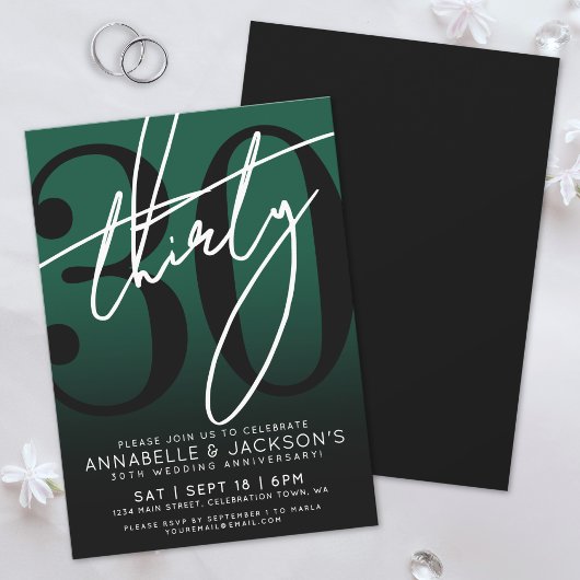 Invitation Black Green 30th Anniversary Party