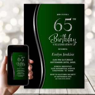 Invitation Black Green 65e fête d'anniversaire
