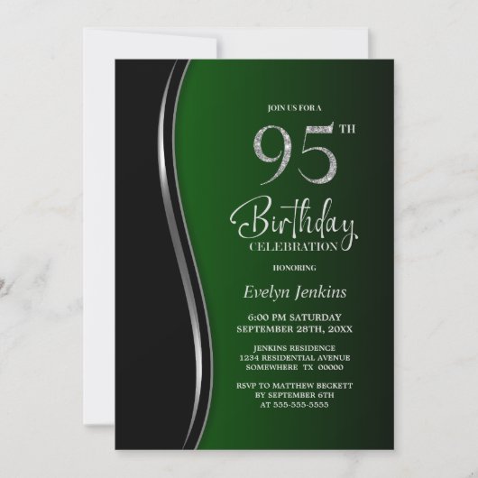 Invitation Black Green 95e fête d'anniversaire (Devant)