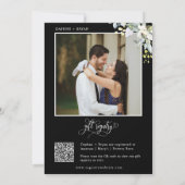 Invitation Black Green Feuilles Engagement Party QR Code phot (Dos)