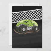 Invitation Black Green Gator Monster Camion fête d'anniversai (Dos)
