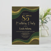Invitation Black Green Gold Parties scintillant 85e anniversa (Debout devant)