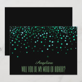 Invitation Black Green Parties scintillant Serez-vous ma MAID (Devant / Derrière)