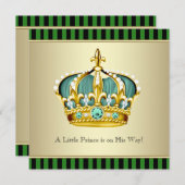 Invitation Black Green Prince Bébé Garçon Douche (Devant / Derrière)