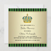 Invitation Black Green Prince Bébé Garçon Douche (Dos)