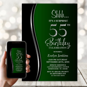 Invitation Black Green Surprise 55e anniversaire