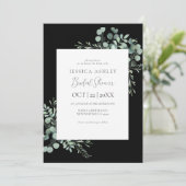 Invitation Black Grennery douche à nuptiale fleurie (Debout devant)