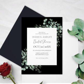 Invitation Black Grennery douche à nuptiale fleurie