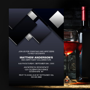 Invitation Black Grey 65e Cocktail Anniversaire
