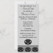 Invitation Black Grey Art Nouveau Damask Bonne fête d'anniver (Dos)