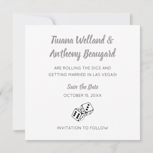Invitation Black Grey Blanc Las Vegas Mariage Enregistrer La (Dos)