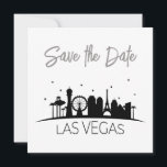 Invitation Black Grey Blanc Las Vegas Mariage Enregistrer La<br><div class="desc">Demandez à vos invités d'attendre avec impatience leur invitation avec ce amusant Las Vegas strip silhouette noir,  gris et blanc mariage Enregistrer la carte Date, </div>