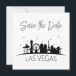 Invitation Black Grey Blanc Las Vegas Mariage Enregistrer La<br><div class="desc">Demandez à vos invités d'attendre avec impatience leur invitation avec ce amusant Las Vegas strip silhouette noir,  gris et blanc mariage Enregistrer la carte Date, </div>