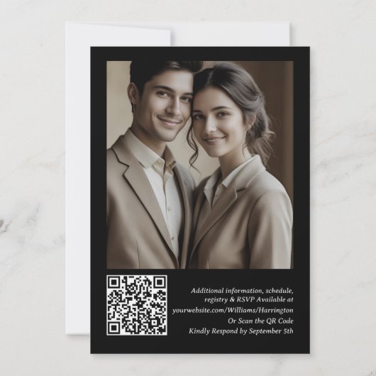 Invitation Black Grey Élégant Modèle d'art moderne numérique (Dos)