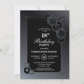 Invitation Black Grey Géométrique 18e anniversaire (Devant)
