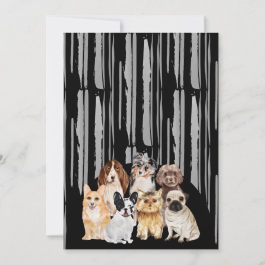 Invitation Black Grey Lines Chiens Oh bébé (Dos)