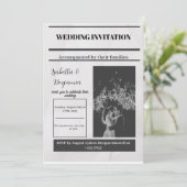 Invitation Black Grey Simple Journal Vintage Mariage Invita (Debout devant)