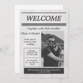 Invitation Black Grey Simple Journal Vintage Mariage Invita (Devant / Derrière)