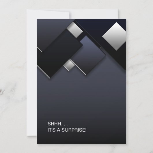 Invitation Black Grey Surprise 60e anniversaire (Dos)