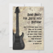 Invitation Black Guitare Adolescent Fête d'anniversaire (Devant)