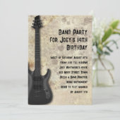 Invitation Black Guitare Adolescent Fête d'anniversaire (Debout devant)