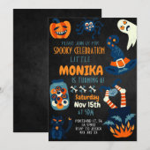 Invitation Black Halloween sorcière Cauldron Anniversaire (Devant / Derrière)