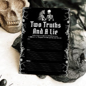 Invitation Black Halloween Squelette Deux vérités et un jeu d