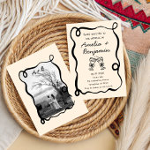 Invitation Black hand drawn champagne Whimsical Wedding 