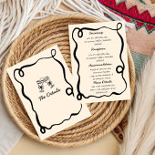 Invitation Black Hand Drawn Champagne Whimsical Wedding