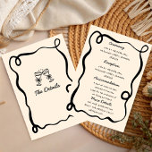 Invitation Black Hand Drawn Champagne Whimsical Wedding