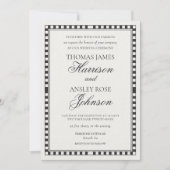 Invitation Black Harlequin Checkered Wedding (Devant)