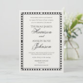 Invitation Black Harlequin Checkered Wedding (Debout devant)