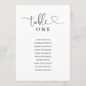 Invitation Black Heart Script Table Number Seating Chart (Dos)