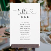 Invitation Black Heart Script Table Number Seating Chart