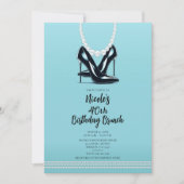 Invitation Black High Heels Perles Turquoise Anniversaire Bru (Devant)