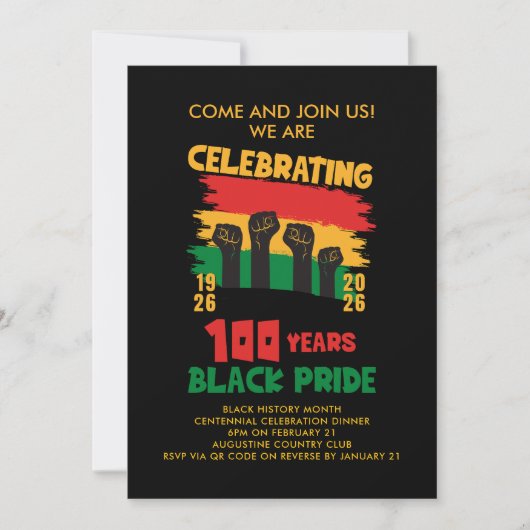 Invitation BLACK HISTORY MONTH Centennial (Devant)